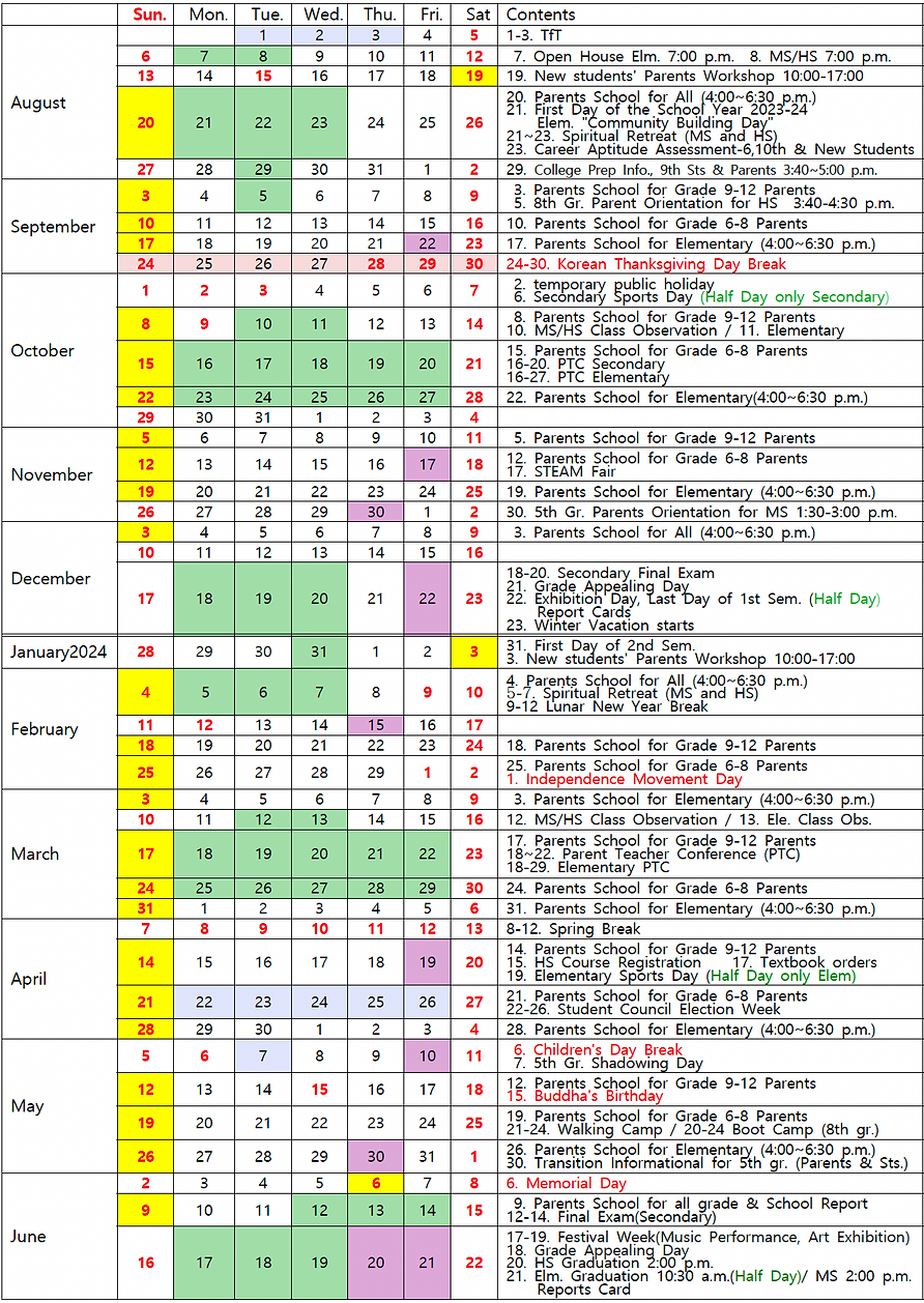 Calendar CSIS